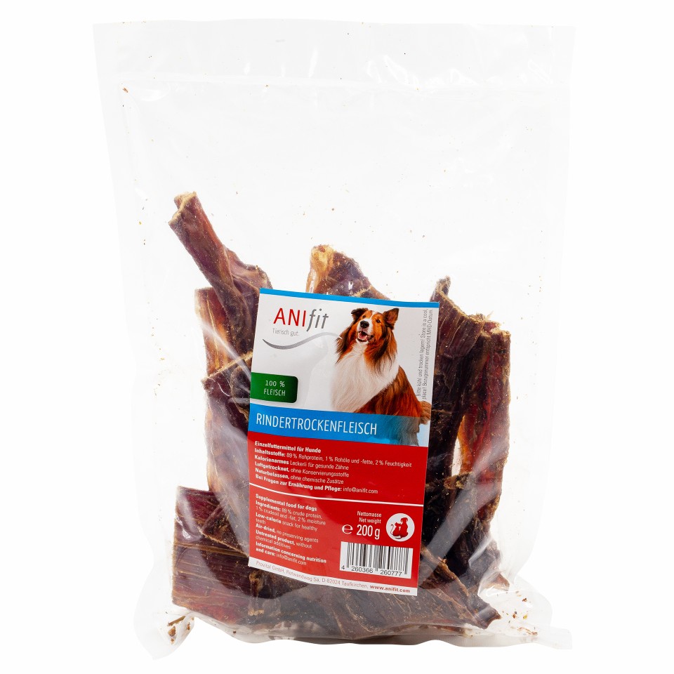 Trockenfleisch  Zahnpflege-Snack aus Rind f. Hunde | Anifit